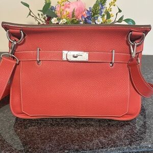 Hermes Red Leather Handbag